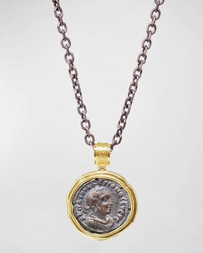 Jorge Adeler Authentic Emperor Valerian %26 Roman Eagle Reversible Coin Pendant - Metallic