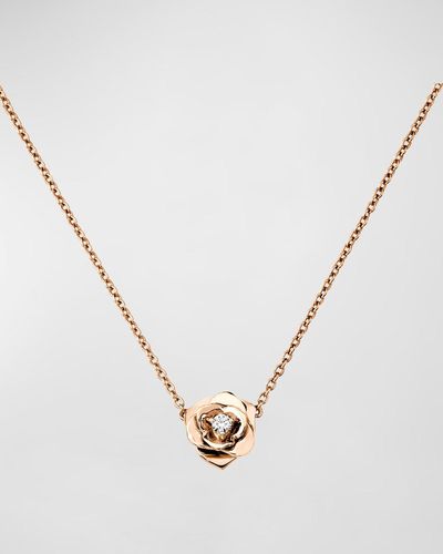 Piaget Rose Gold Rose Diamond Necklace - Metallic