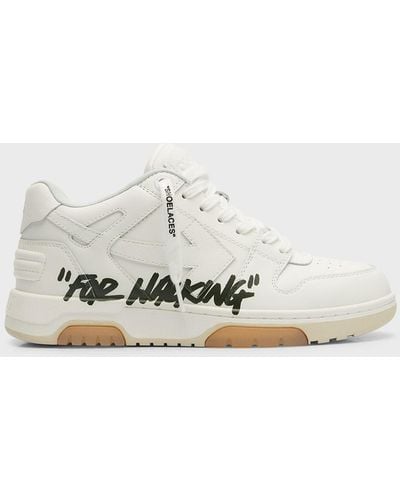 Off-White c/o Virgil Abloh Out Of Office Script Leather Sneakers - Metallic
