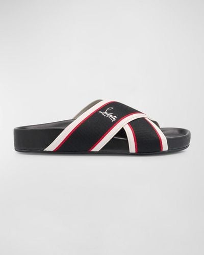 Christian Louboutin Hot Cross Bizz Donna Web Slide Sandals - Black