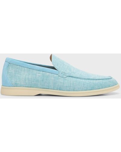 Loro Piana Summer Walk Linen Loafers - Blue