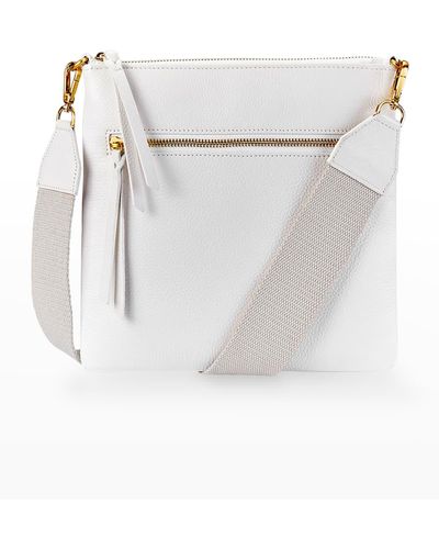 Gigi New York Kit Zip Pebble Leather Crossbody Bag - White