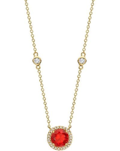 Kiki McDonough Grace 18k Gold Fire Opal Diamond Pendant Necklace - White