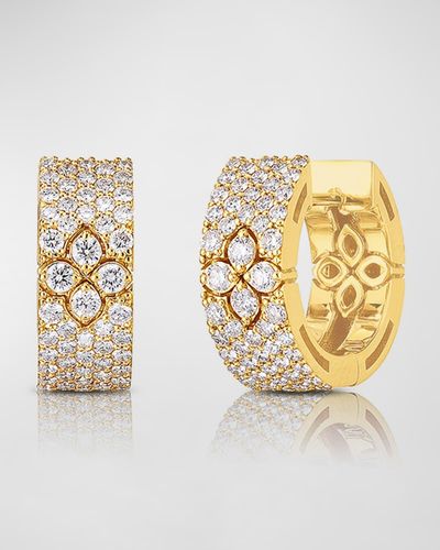 Roberto Coin Love In Verona 18k Yellow Gold Diamond Huggie Earrings - Metallic