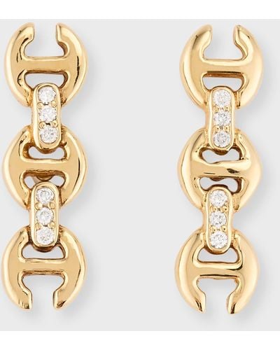 Hoorsenbuhs 18k Yellow Gold 3mm Toggle Stud Earrings With Diamond Bridges - Metallic
