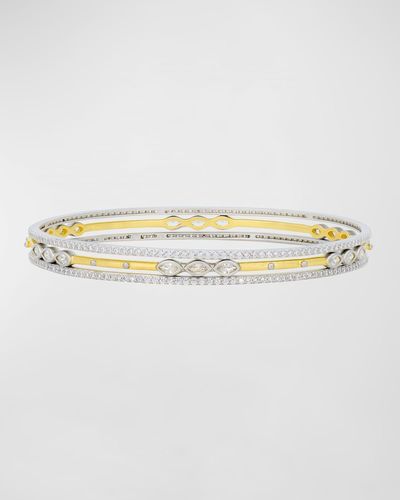 Freida Rothman Signature Marquise Station 3-stack Bangle - Multicolor