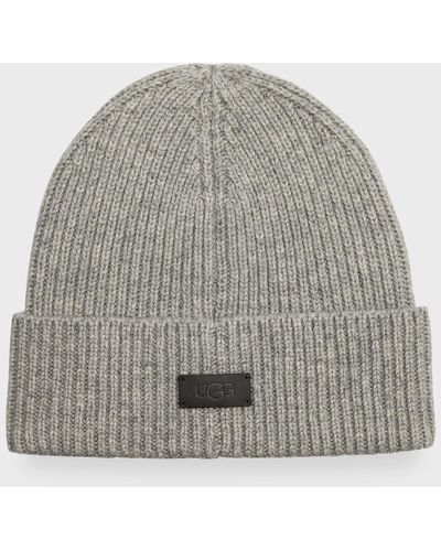 UGG Wide Cuff Ribbed Beanie Hat - Gray