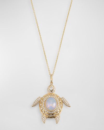 Sydney Evan Marquise Eye Diamond Pave Turtle Charm Chain Necklace - White