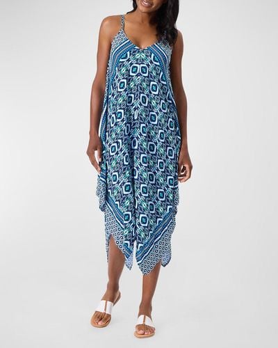 Tommy Bahama Ikat Engineered Scarf Beach/Coverup Dress - Blue