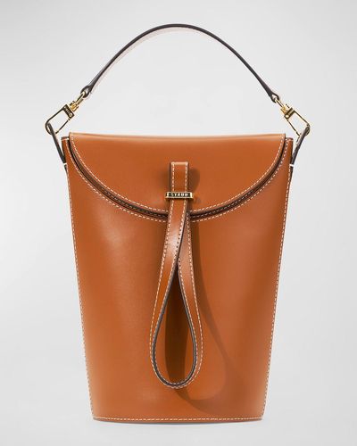 STAUD Phoebe Convertible Leather Bucket Bag - Brown