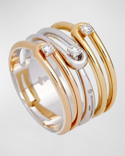 Krisonia 18k Yellow And White Gold Ring With Diamonds, Size 7 - Metallic