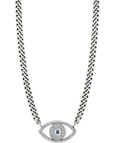 Sheryl Lowe Diamond Evil Eye Pendant Necklace - Metallic