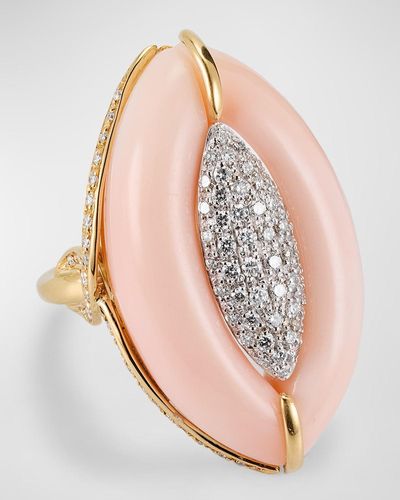 NM Estate Estate 18K And Diamond Navette-Shaped Dinner Ring, Size 7.25 - Pink