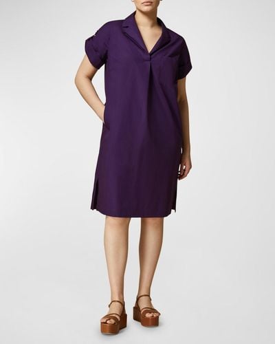 Marina Rinaldi Plus Size Grazia Cotton Poplin Shirtdress - Purple