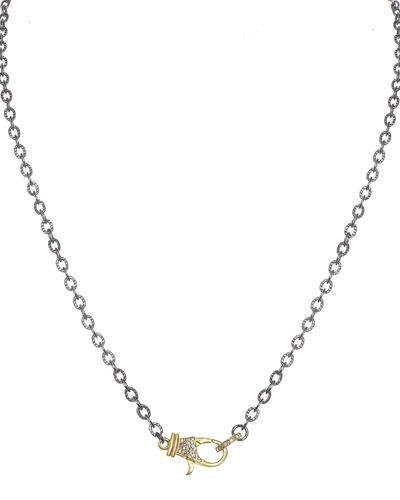Margo Morrison Rhodium Finish Sterling Chain With Vermeil And Diamond Clasp - Metallic