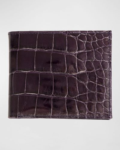 Abas Slim Alligator Bi-fold Monogram Wallet - Purple