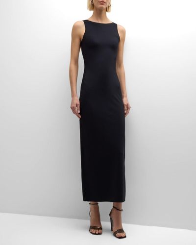 Emporio Armani Sleeveless Open-Back Jersey Maxi Dress - Black