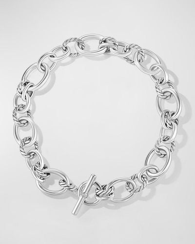 David Yurman 25mm Dy Mercer Necklace With Diamonds In Silver - Metallic