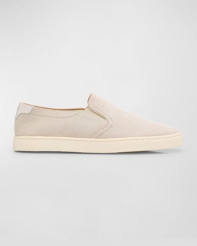 Brunello Cucinelli Suede Low-Top Slip-On Sneakers - Natural