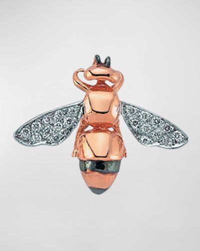 BeeGoddess Bee Stud Earring With Diamonds, Single - White