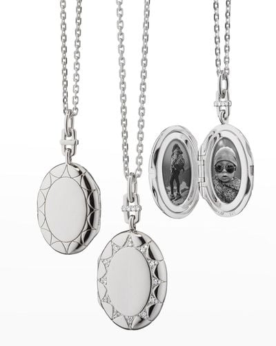 Monica Rich Kosann Sterling Oval Isabella Locket With Sapphires - Metallic