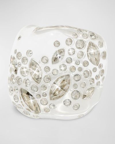 Alexis Confetti Crystal Lucite Puffy Ring - White