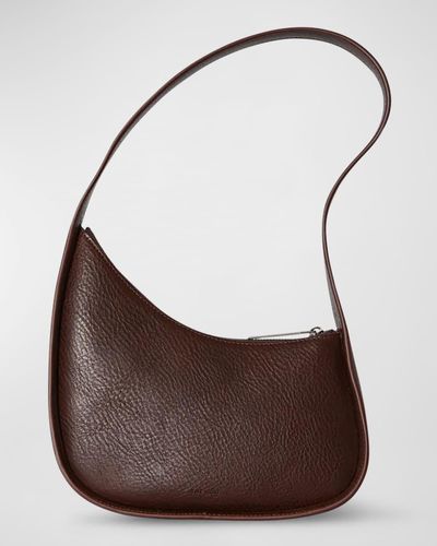 The Row Half Moon Hobo Bag In Grainy Leather - Brown