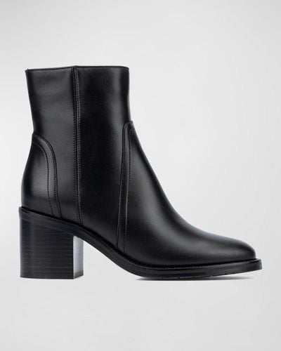 Aquatalia Janella 70mm Leather Ankle Boots - Black