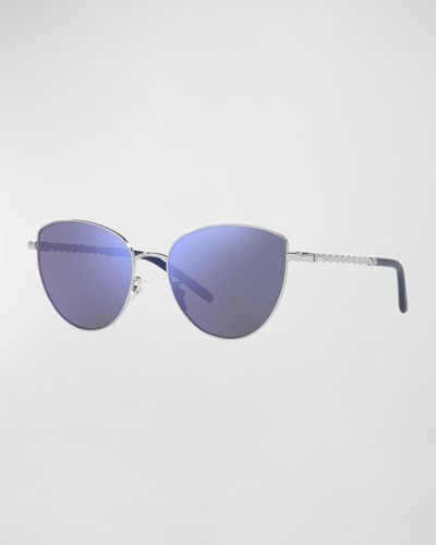Tory Burch Twisted Metal Cat-Eye Sunglasses - Blue