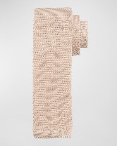 Brunello Cucinelli Silk-Cotton Knit Tie - Natural