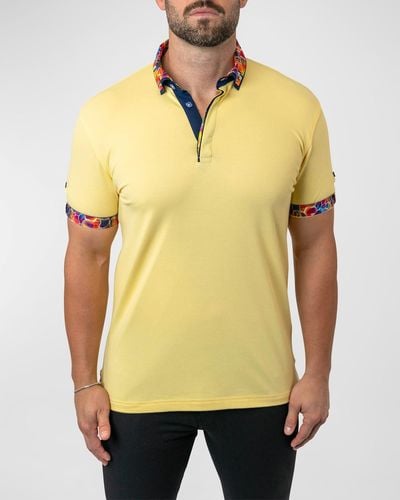 Maceoo Mozart Contrast-Trim Polo Shirt - Yellow