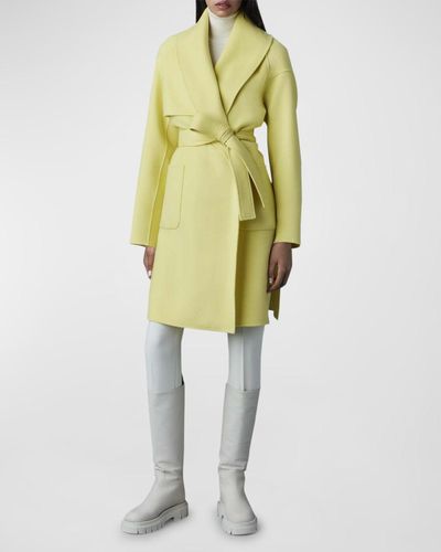 Mackage Thalia Belted Wool Coat - Yellow