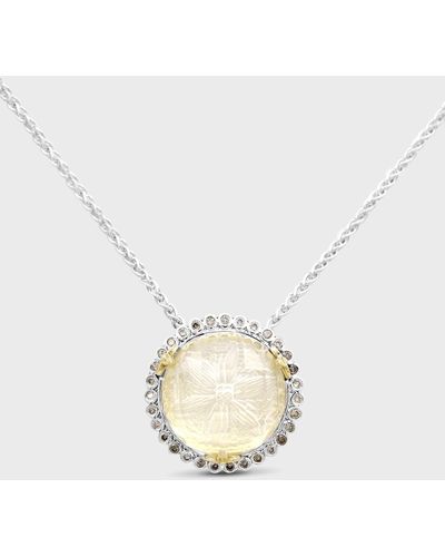 Stephen Dweck Quartz Gold Lining Champagne Diamond Necklace - Metallic