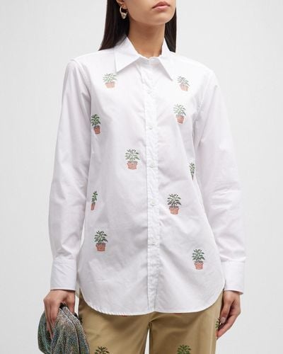 Libertine Lorangerie Strass Embellished Classic Shirt - White