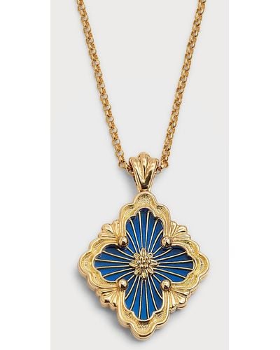 Buccellati Opera Tulle Pendant Necklace In Big Motif Blue And 18k Yellow Gold - White