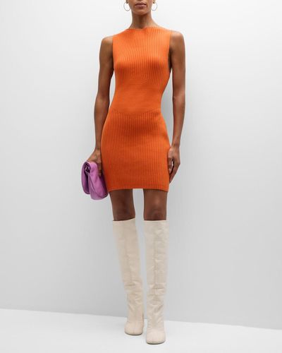Anna Quan Tory Ribbed High-Neck Mini Dress - Orange