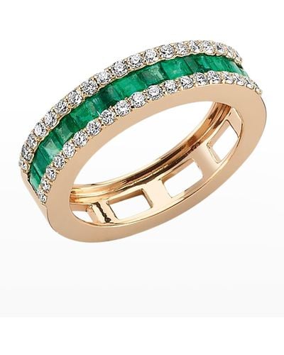 BeeGoddess Mondrian Diamond And Emerald Ring - Blue