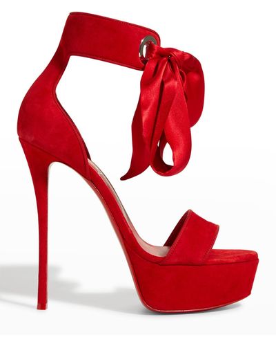 Christian Louboutin Torrida Silk Bow Red Sole Platform Sandals