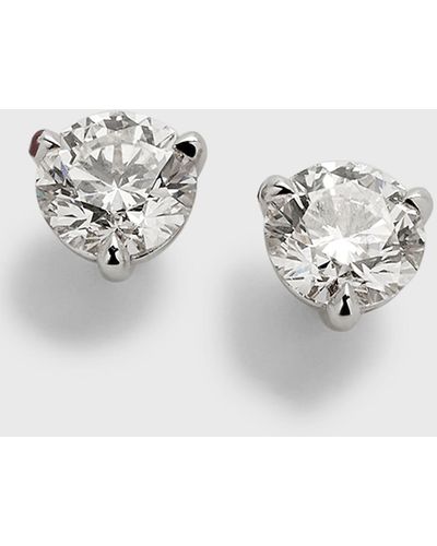 Memoire 18k White Gold Diamond Earrings, 1.55tcw - Metallic