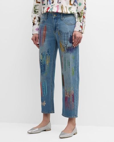 Libertine Fwb Boyfriend Jeans With Crystal Detail - Blue