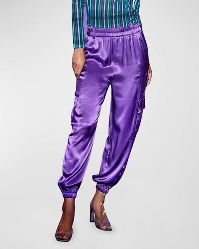 Terez Electric Silk Cargo Sweatpants - Purple