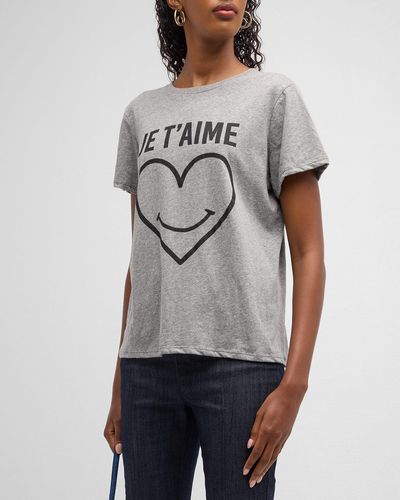 Cinq À Sept Smiling Heart Heathered Graphic T-Shirt - Gray