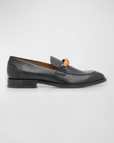 Casablancabrand Embossed Leather Bamboo Loafers - Black
