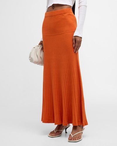 Anna Quan Amber Ribbed Drop-Waist Maxi Skirt - Orange