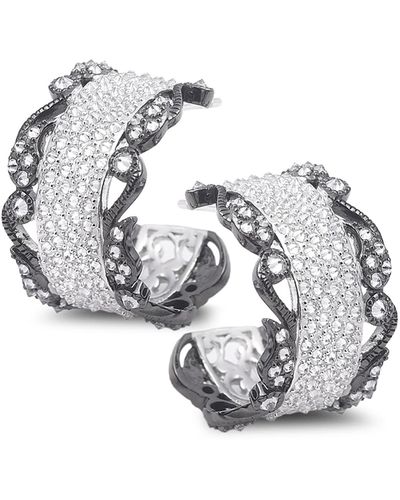 Coomi Vitality 18k White Gold Diamond Huggie Hoop Earrings - Metallic