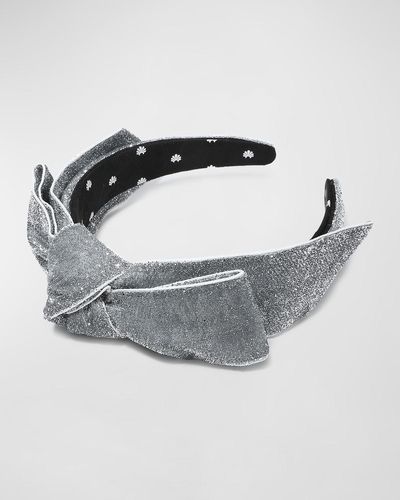 Lele Sadoughi Shirley Wide Knotted Bow Ribbon Headband - Gray