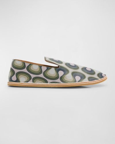 Dries Van Noten Printed Leather Loafers - Green