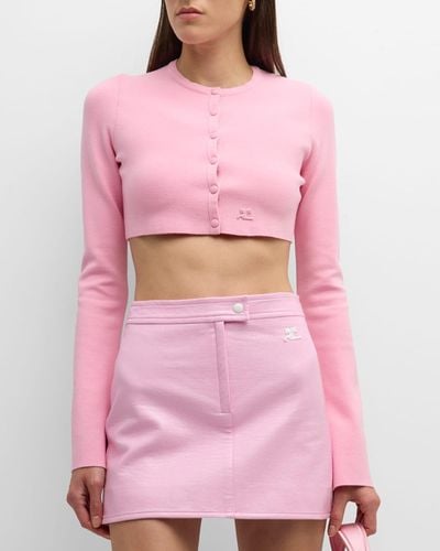 Courreges Milano Knit Cropped Cardigan - Pink