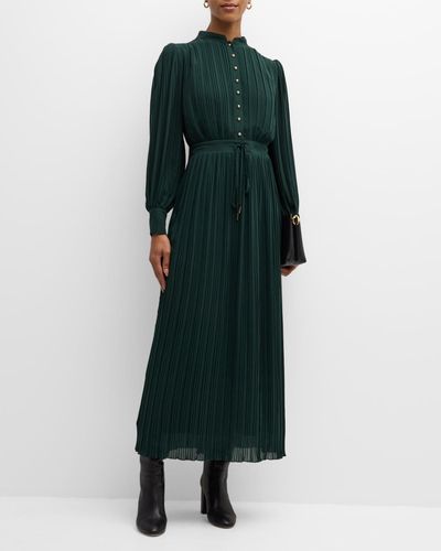 Elie Tahari The Almada Pleated Maxi Dress - Green