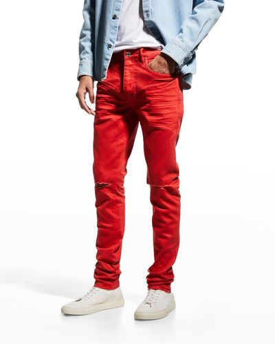 Purple Coated Skinny-fit Jeans - Red